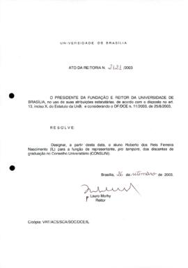 Ato da Reitoria nº 2121/2003
