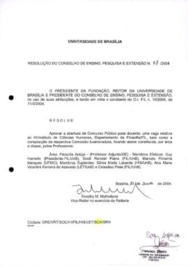 Resolução do Conselho de Ensino, Pesquisa e Extensão nº 0073/2004